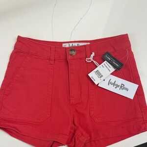 Indigo Rein Women's High Waist Red Shorts